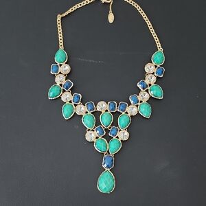 Avon Gold and Green Statement Necklace